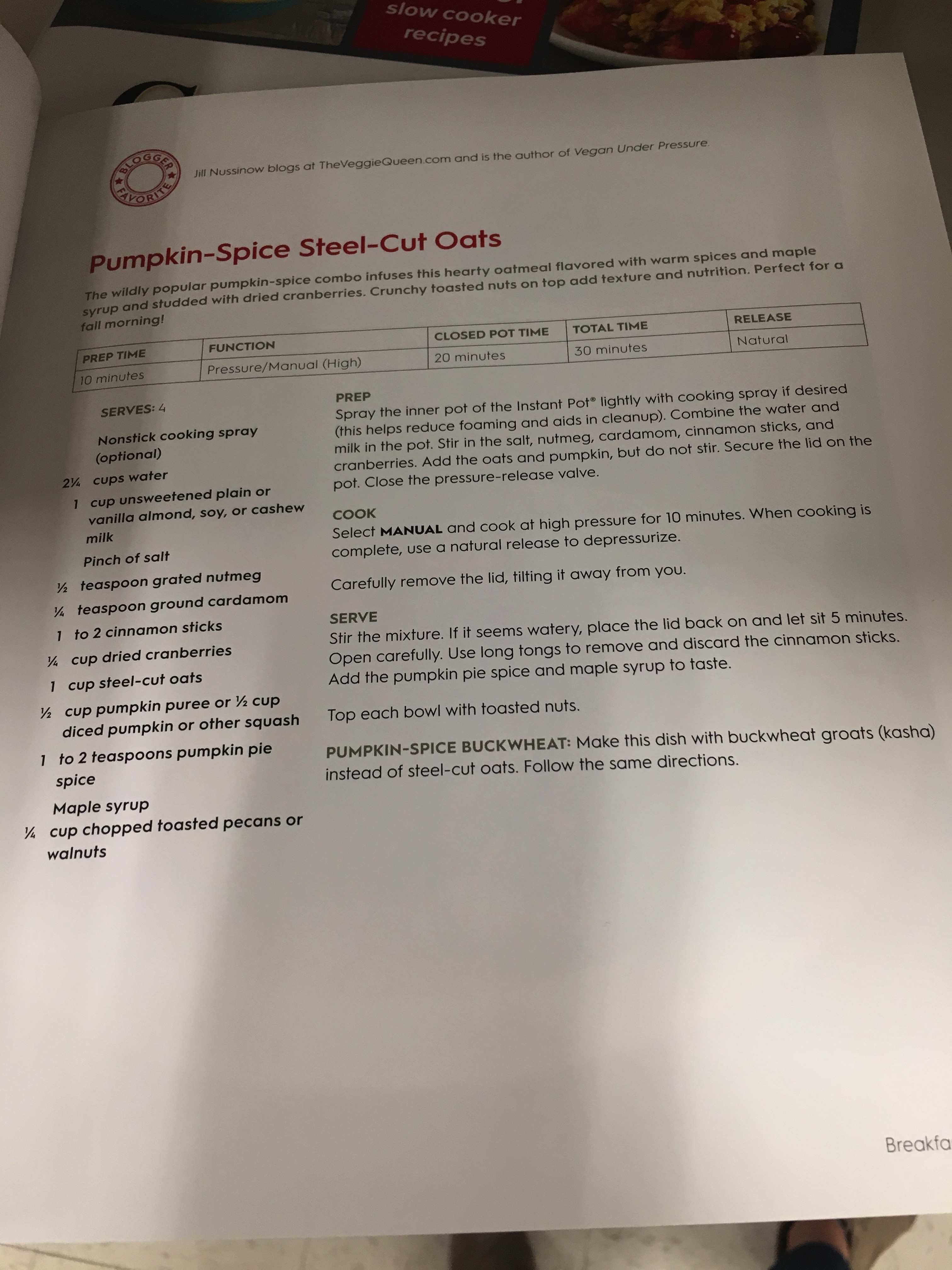 Pumpkin-Spice Steel Cut Oats