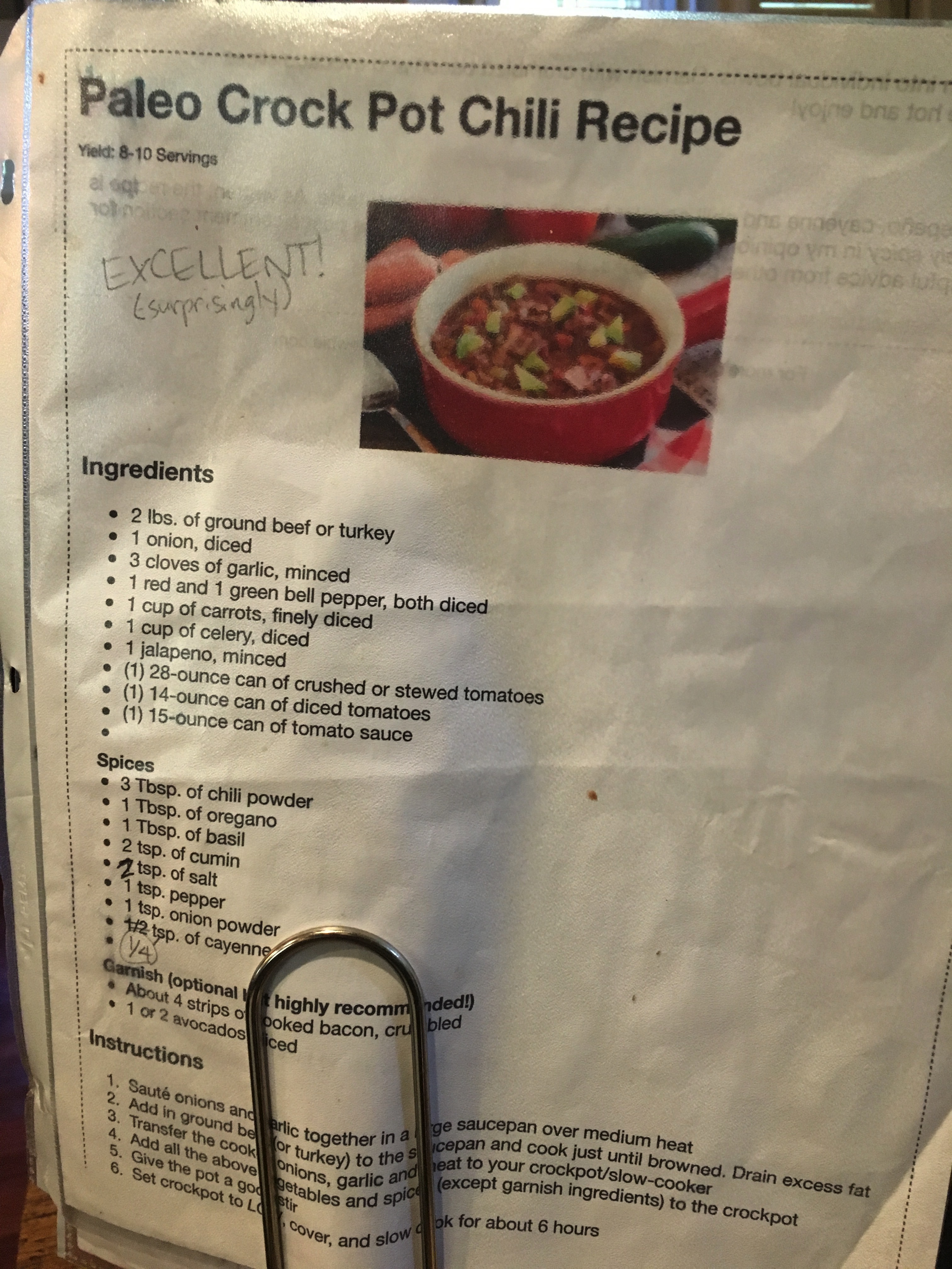 Paleo Crock Pot Chilli Recipe